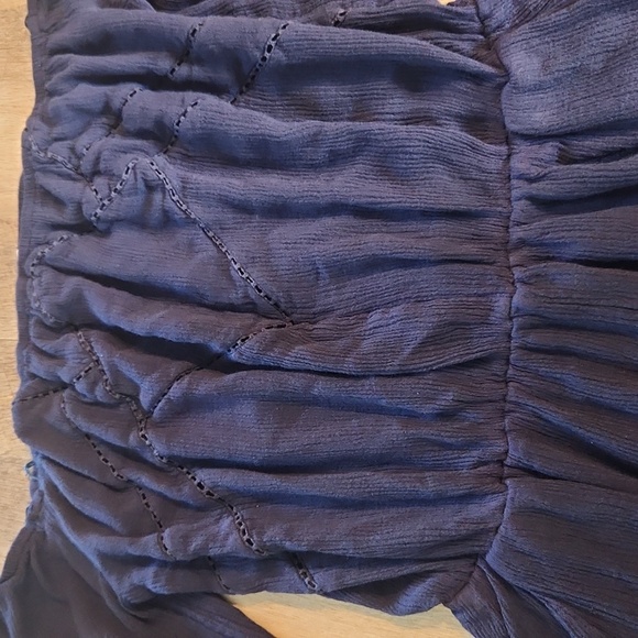 Navy Blue Off-Shoulder Romper - Picture 2 of 5